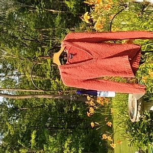 🦅 CORAL CHUNKY HOODED AMERICAN EAGLE OUTFITTERS KNIT SWEATER  XS -M